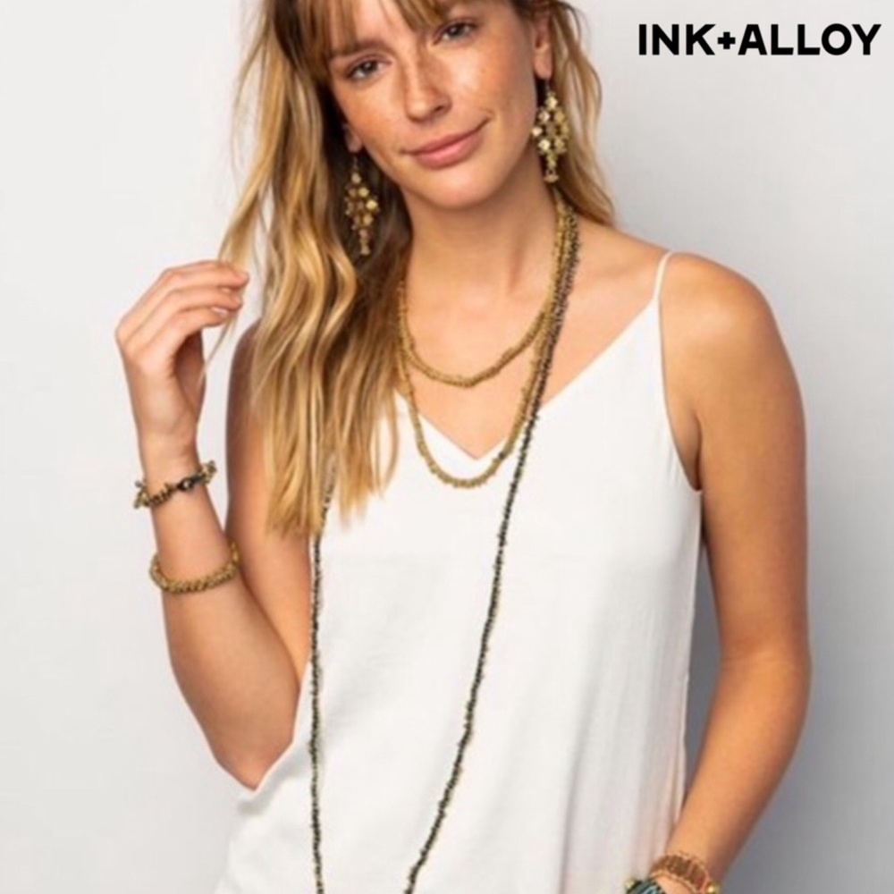Ink + Alloy Thread & Brass Bead Necklace